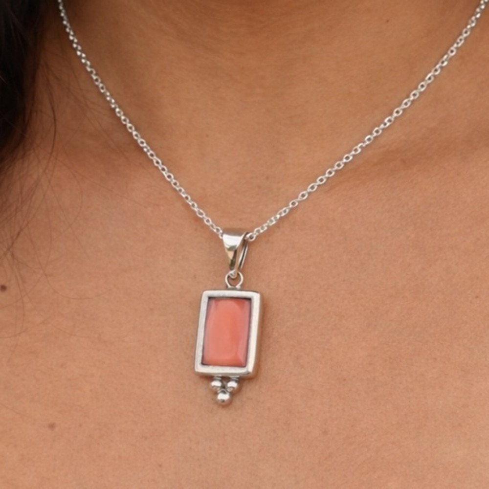 Vintage .925 Sterling Silver‎ Mexican Coral Pendant PENDANT ONLY #0687